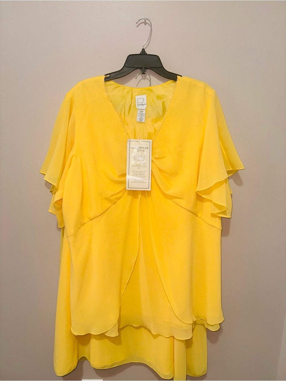 Yellow V-Neck Flutter Teo Piece Skirt Set and Rust Ruffle Sleeve Top
